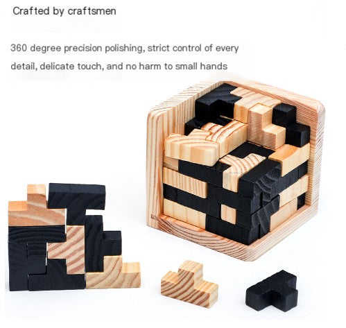 Wooden Brain Teaser Lock Puzzle