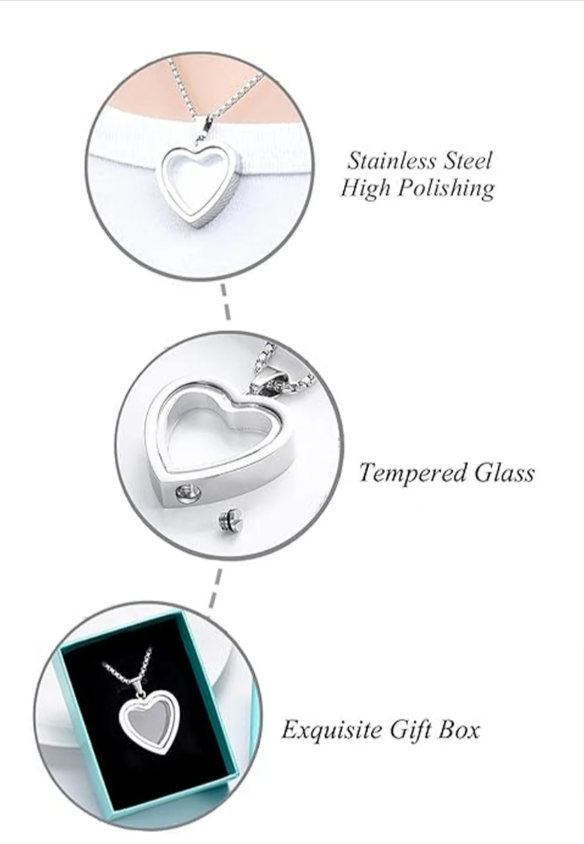 Stainless Steel Heart Cremation Pendant