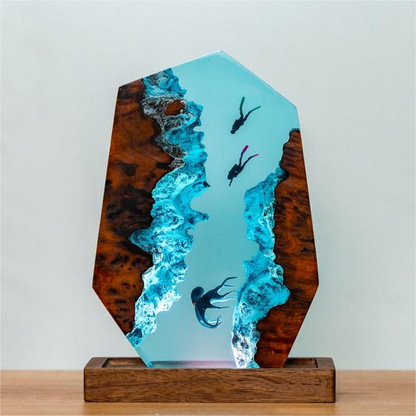 3D Diver Octopus Resin Night Lamp