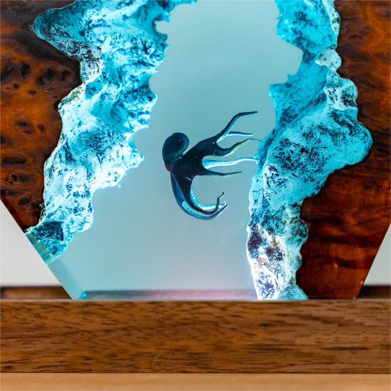 3D Diver Octopus Resin Night Lamp
